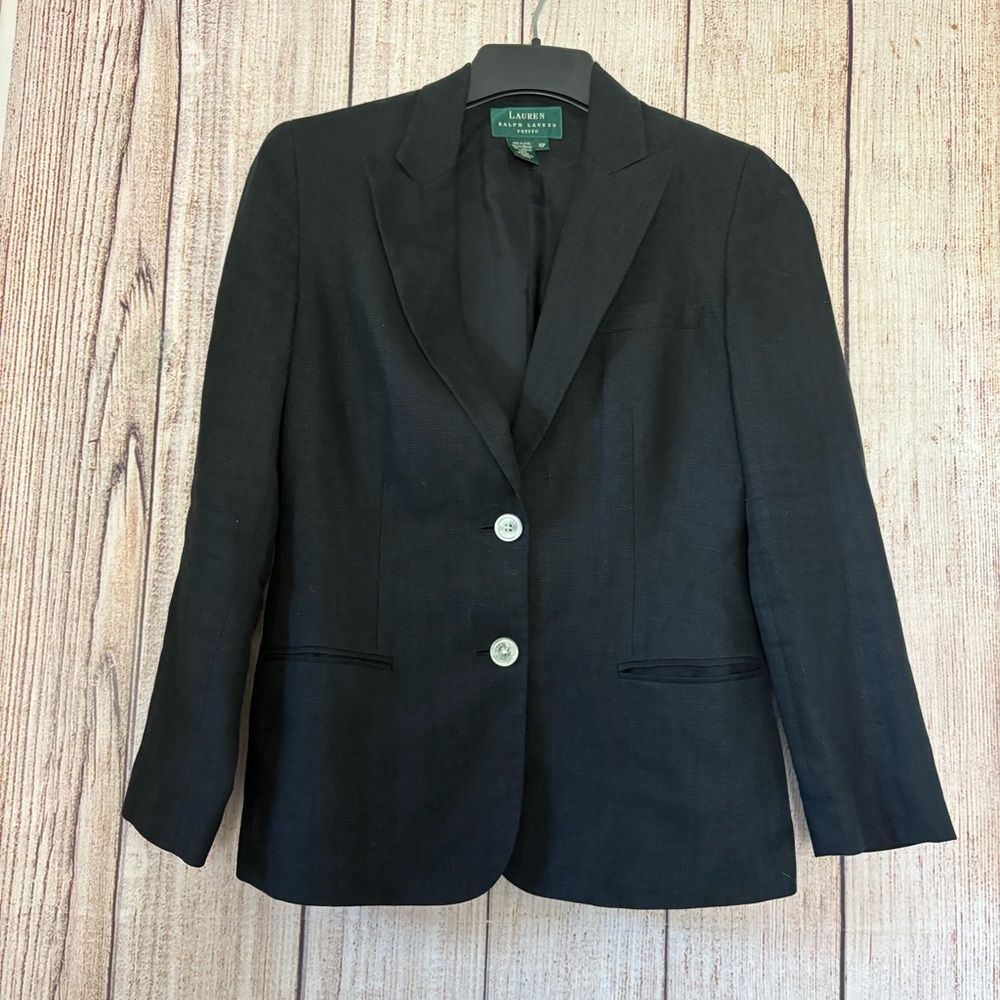 Lauren Ralph Lauren Womens Linen Black Blazer Jacket size 10P